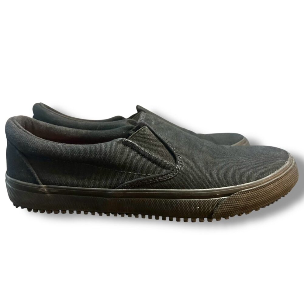 Skechers Slip Resistant Work Shoes Black Canvas Slip on